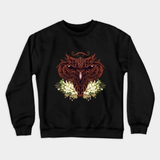 Decorative owl head with flowers Crewneck Sweatshirt